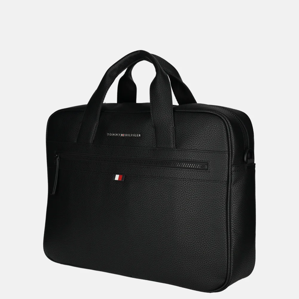 Tommy Hilfiger Essential PU laptoptas black bij Duifhuizen